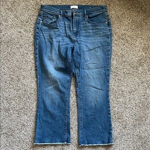 Loft Outlet Women's 12 Demi Boot raw hem Blue Jeans